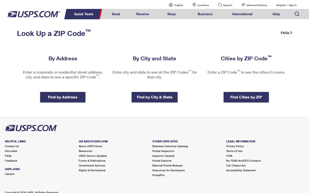 USPS lookup used with the Bellevue ZIP code directory